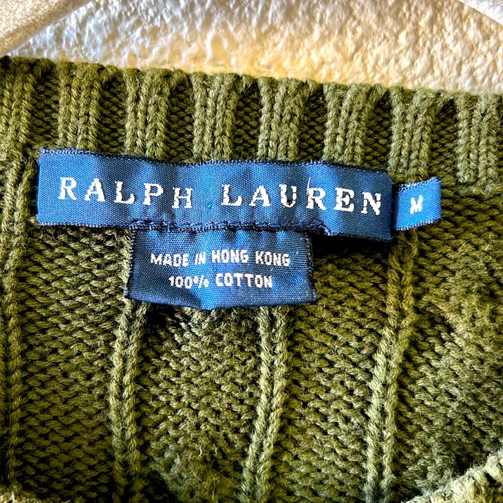 RALPH LAUREN women’s olive green 100% cotton crew neck sweater. Size M. - Picture 3 of 5
